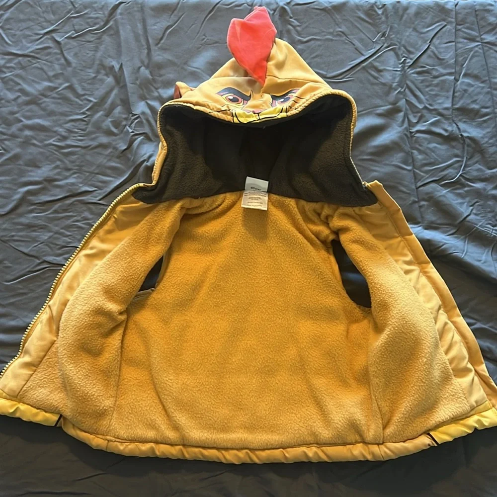 Disney Lion King Fleece Lined Hooded Vest Costume Toddler Size 2T Warm Outerwear
